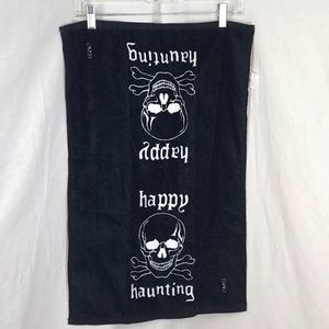 Happy haunting Kitchen towel skull Halloween black and white